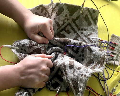 e-textiles make sounds like electronic musical instruments when users touch or stretch them