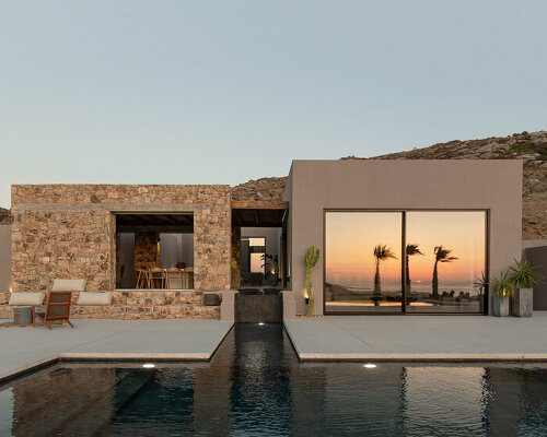 echoing cycladic squares, la punta villa's layout encircles central courtyard in naxos island