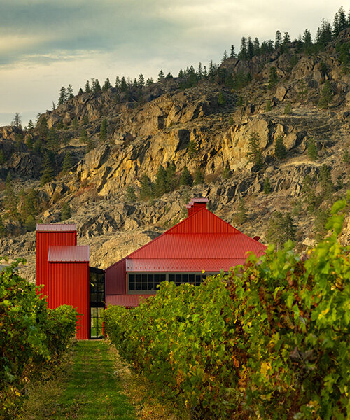 olson kundig's 'red barn winery at jagged rock' punctuates vast british columbia