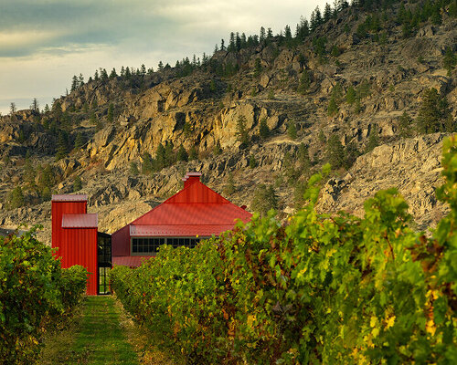 olson kundig's 'red barn winery at jagged rock' punctuates vast british columbia