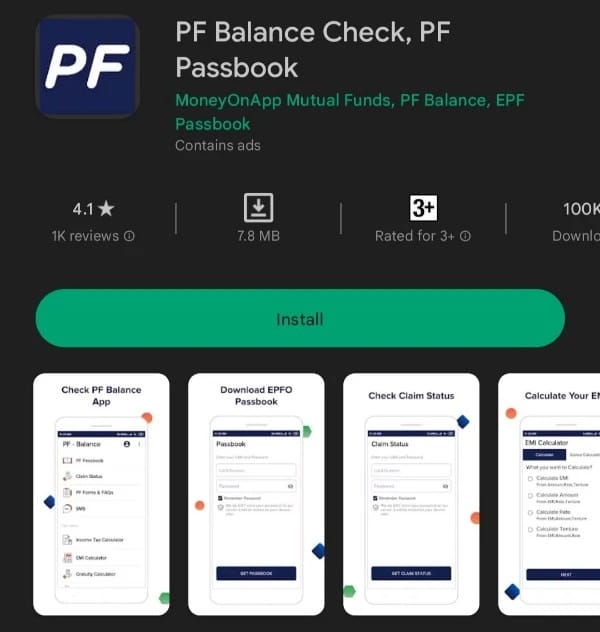 PF Balance Checker App